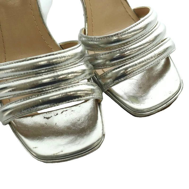 Prada Metallic Heel Sandals 37.5 Silver Color SS
