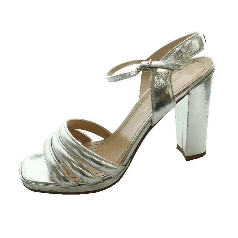 Prada Metallic Heel Sandals 37.5 Silver Color SS
