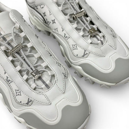 Louis Vuitton LV Lash Line Monogram Sneakers Shoes Fabric Leather White Gray
