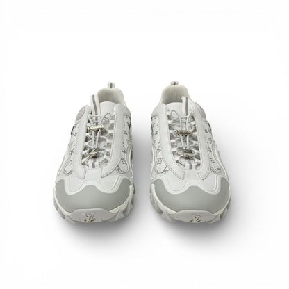 Louis Vuitton LV Lash Line Monogram Sneakers Shoes Fabric Leather White Gray
