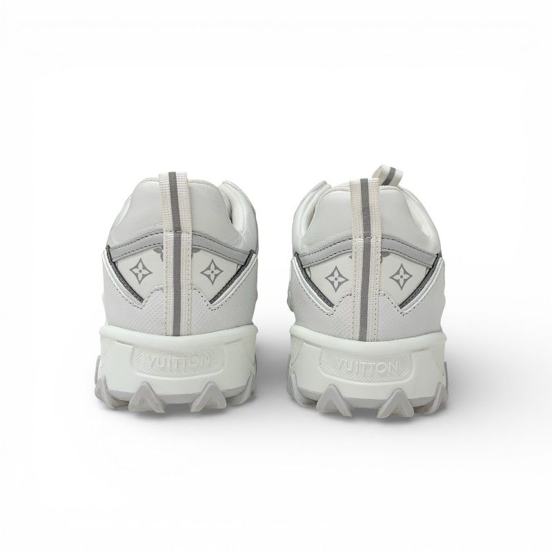 Louis Vuitton LV Lash Line Monogram Sneakers Shoes Fabric Leather White Gray