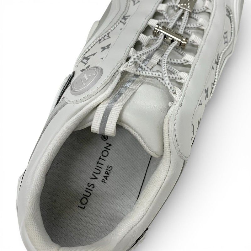 Louis Vuitton LV Lash Line Monogram Sneakers Shoes Fabric Leather White Gray