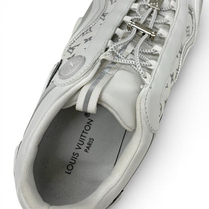 Louis Vuitton LV Lash Line Monogram Sneakers Shoes Fabric Leather White Gray