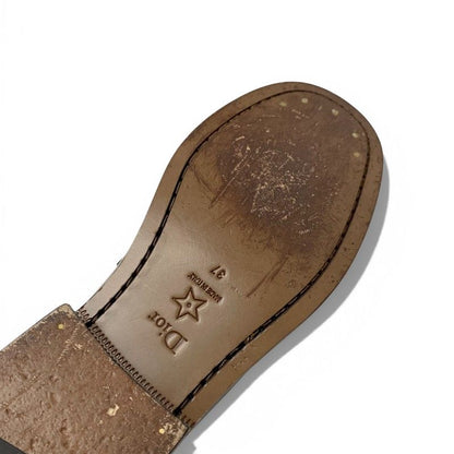 Dior Forever Loafers Leather Black Gold Cdlogo Plate Flat Shoes