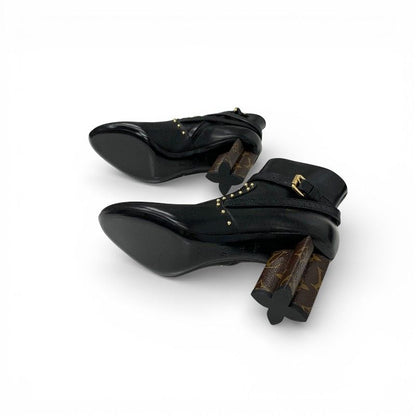 Louis Vuitton Silhouette Line Boots Short Shoes Leather Black Brown Gold Lvlogo