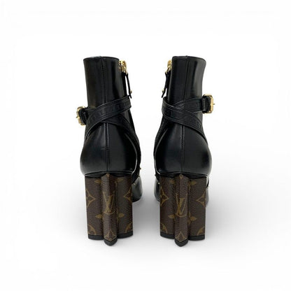 Louis Vuitton Silhouette Line Boots Short Shoes Leather Black Brown Gold Lvlogo