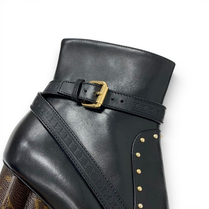 Louis Vuitton Silhouette Line Boots Short Shoes Leather Black Brown Gold Lvlogo