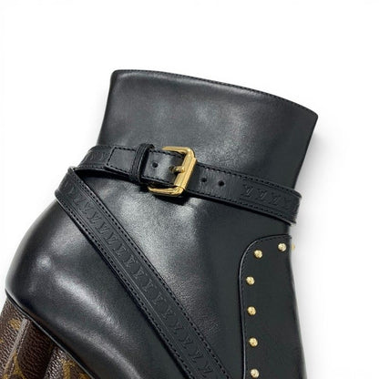 Louis Vuitton Silhouette Line Boots Short Shoes Leather Black Brown Gold Lvlogo