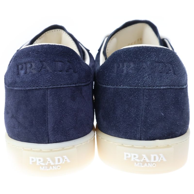 Prada Lane Suede Low Cut Sneakers Navy