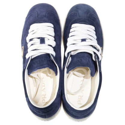 Prada Lane Suede Low Cut Sneakers Navy
