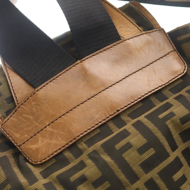 Fendi Zucca Backpack Brown Nylon Leather