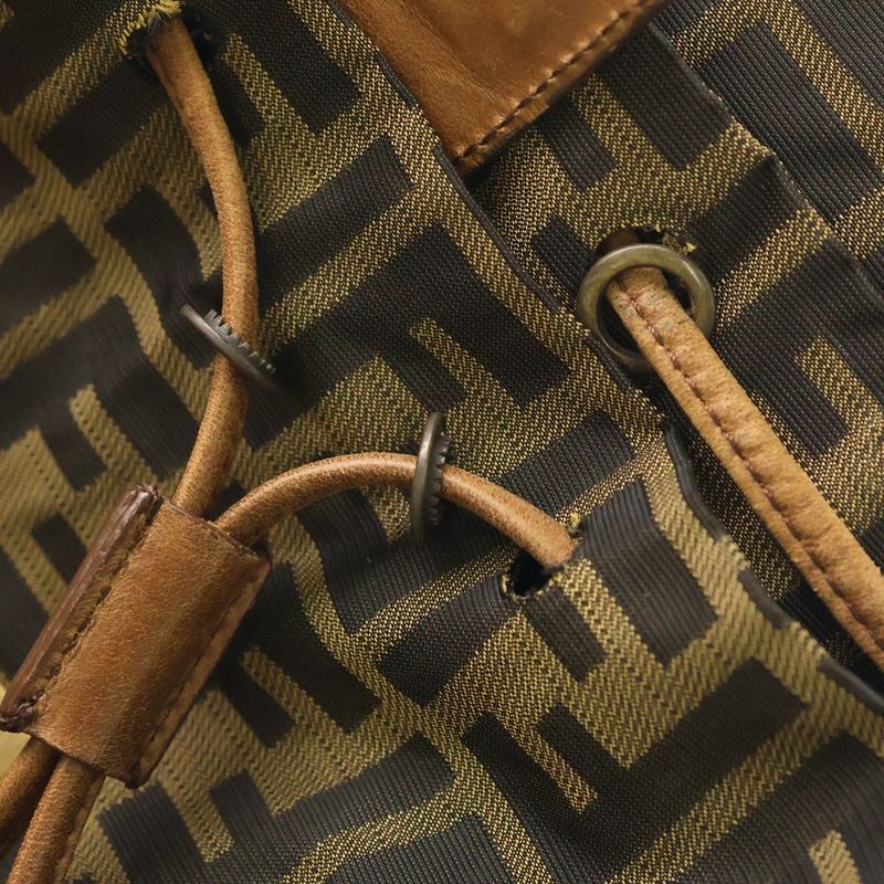 Fendi Zucca Backpack Brown Nylon Leather