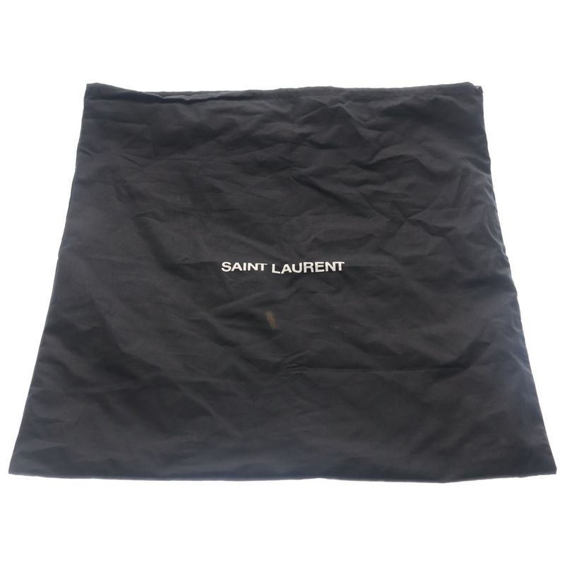 Saint Laurent Yves Ribe Goche Tote Black Leather Silver