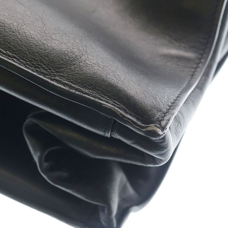 Saint Laurent Yves Ribe Goche Tote Black Leather Silver