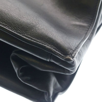 Saint Laurent Yves Ribe Goche Tote Black Leather Silver