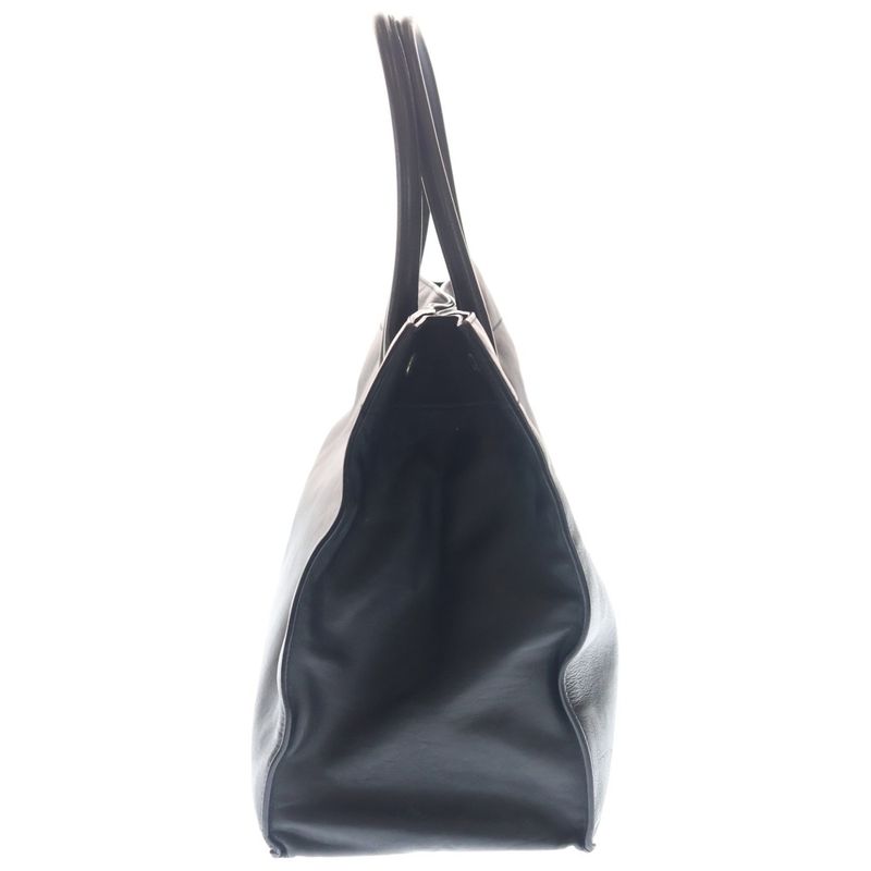 Saint Laurent Yves Ribe Goche Tote Black Leather Silver