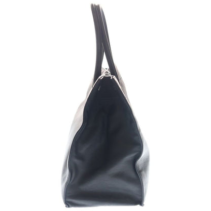 Saint Laurent Yves Ribe Goche Tote Black Leather Silver