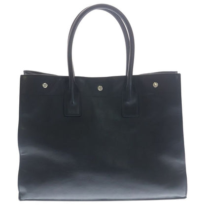 Saint Laurent Yves Ribe Goche Tote Black Leather Silver