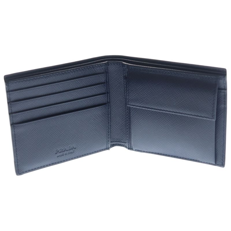 Prada Vitello Micro Grain Leather Compact Wallet Bifold Black