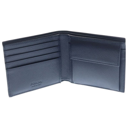 Prada Vitello Micro Grain Leather Compact Wallet Bifold Black
