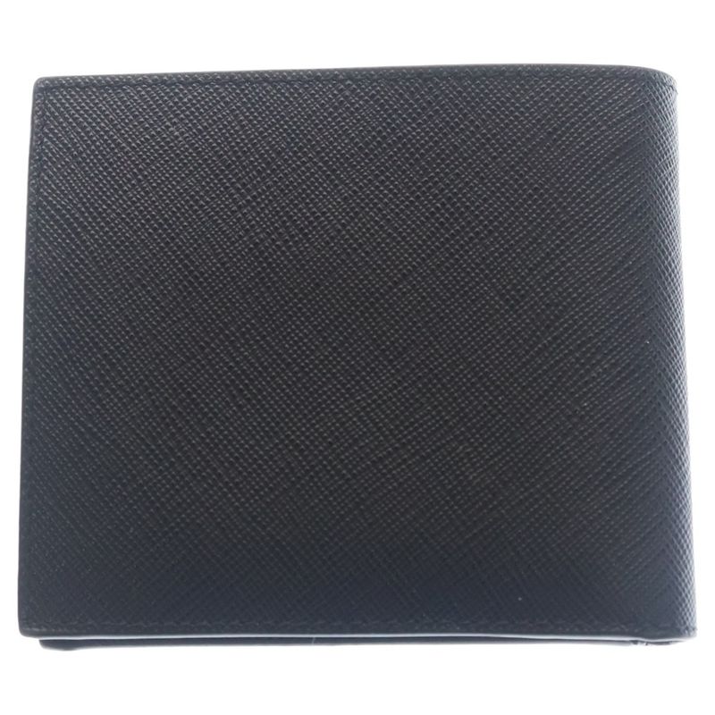 Prada Vitello Micro Grain Leather Compact Wallet Bifold Black