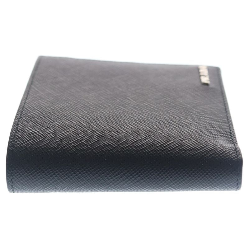 Prada Vitello Micro Grain Leather Compact Wallet Bifold Black