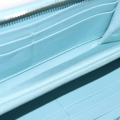 Chanel Camellia Zip Around Wallet Card Case Light Blue Caviar Leather Gold