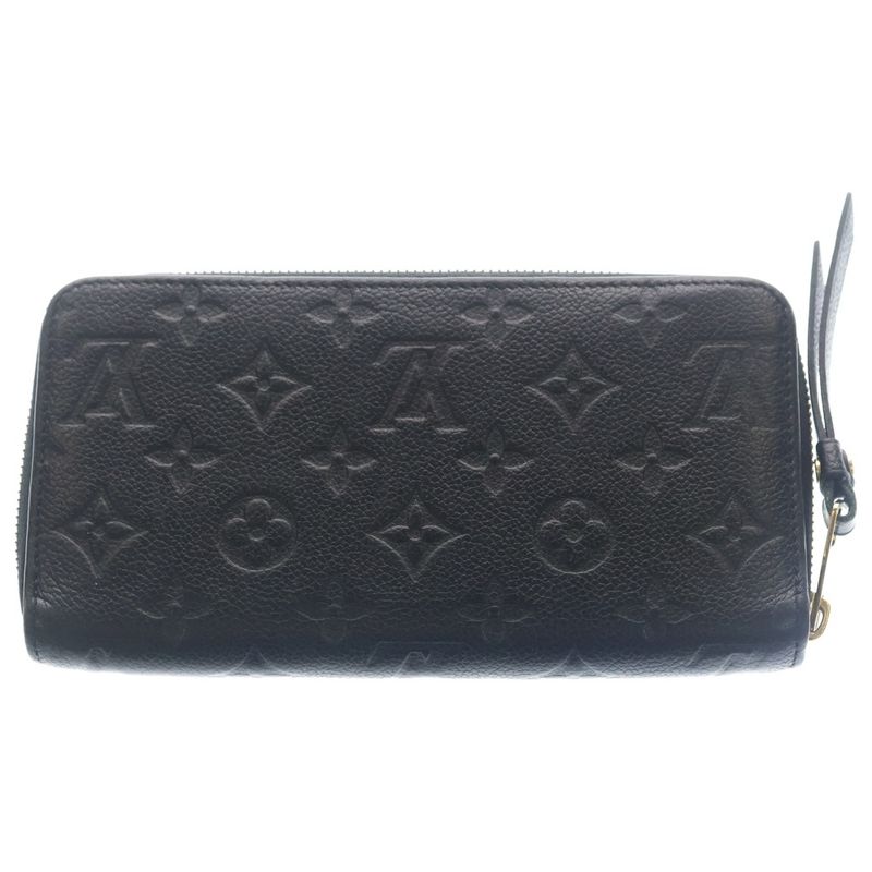 Louis Vuitton Monogram Empreinte Zippy Wallet Card Case Black Leather Gold