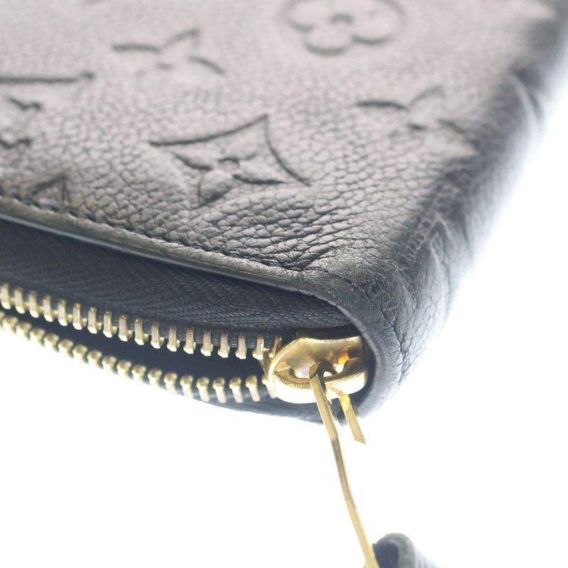 Louis Vuitton Monogram Empreinte Zippy Wallet Card Case Black Leather Gold