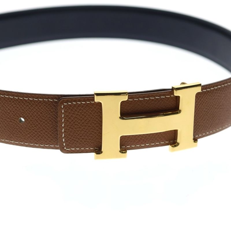 Hermes Constance Belt Taurillon Gold Leather Brown