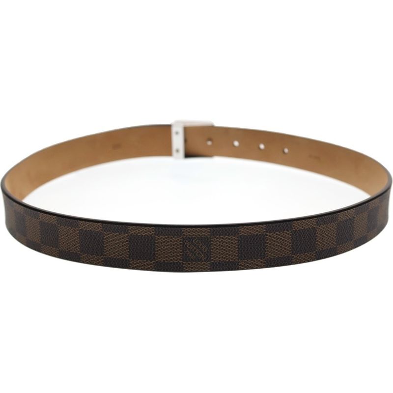 Louis Vuitton Damier Ceinture Carre Belt Brown Silver