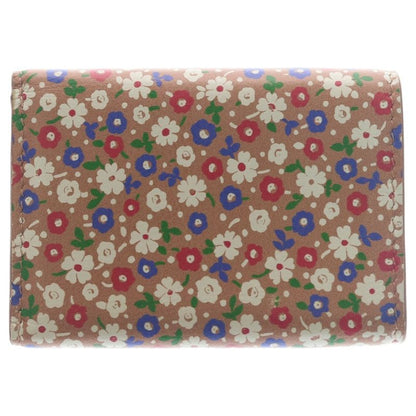Miu Miu Flower Print Trifold Wallet Compact Coin Case Pink Leather Gold