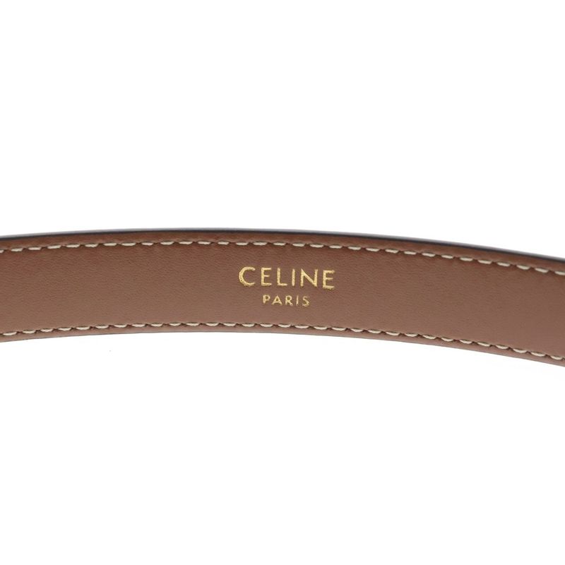 Celine Triomphe Leather Belt Brown Gold