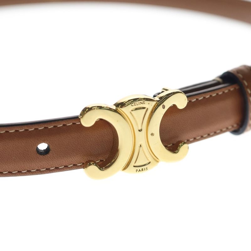 Celine Triomphe Leather Belt Brown Gold
