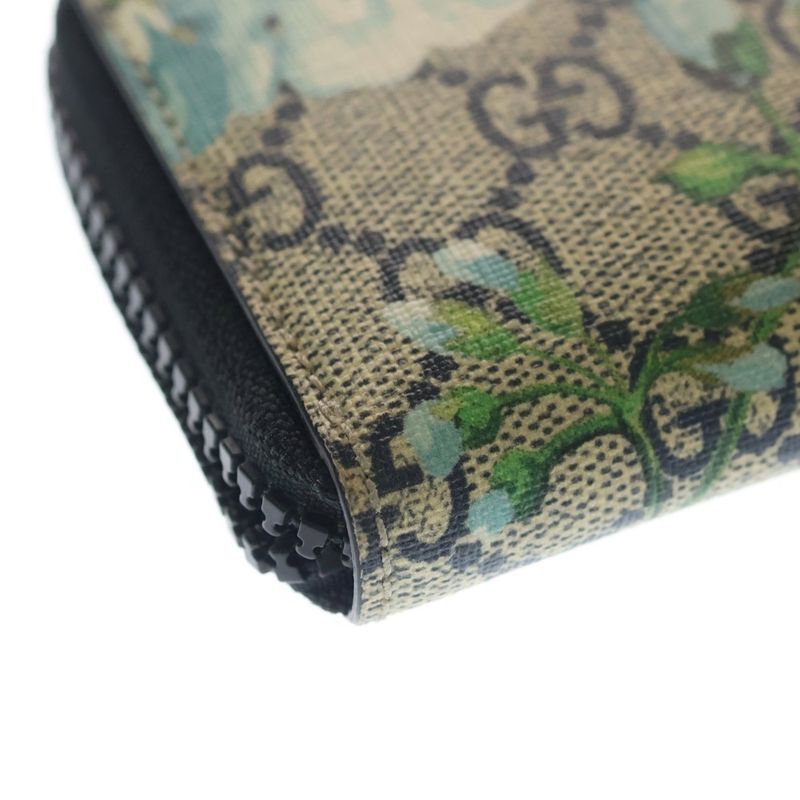 Gucci GG Blooms Flower Floral Pattern Mini Wallet Coin Case Beige Light Blue
