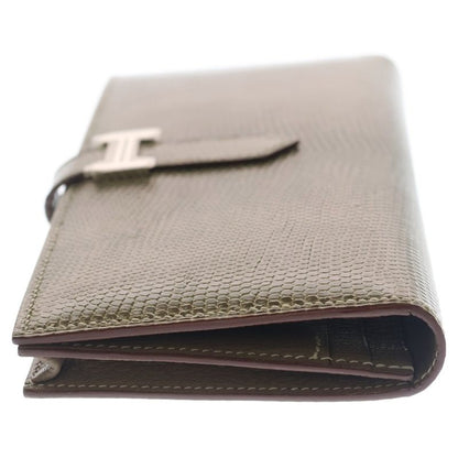 Hermes Bearn Souffle Ficelle Lycee Wallet Card Case Beige Silver