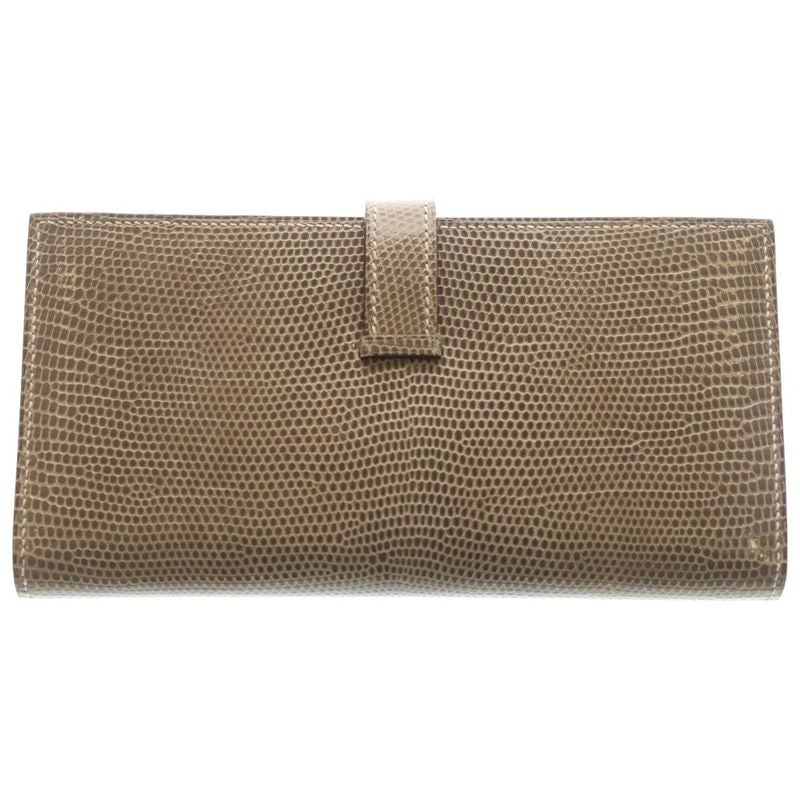 Hermes Bearn Souffle Ficelle Lycee Wallet Card Case Beige Silver