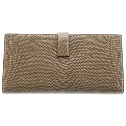 Hermes Bearn Souffle Ficelle Lycee Wallet Card Case Beige Silver