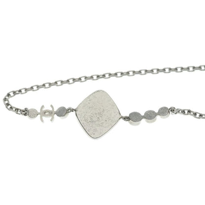 Chanel CC Logo Line Stone Necklace Choker Silver