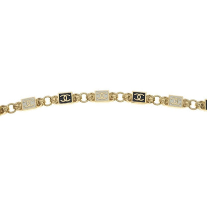 Chanel CC Logo Block Necklace Choker Gold Black White