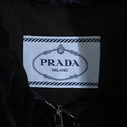 Prada Convertible Velvet Triangle Plate Down Jacket Black