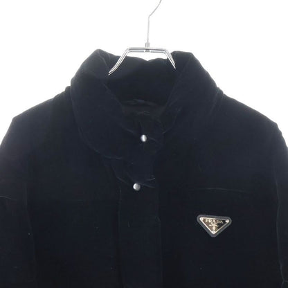 Prada Convertible Velvet Triangle Plate Down Jacket Black