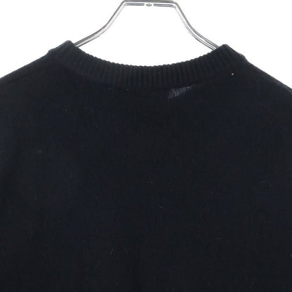 Balenciaga Logo Embroidery Cashmere Crew Neck Knit Sweater Black