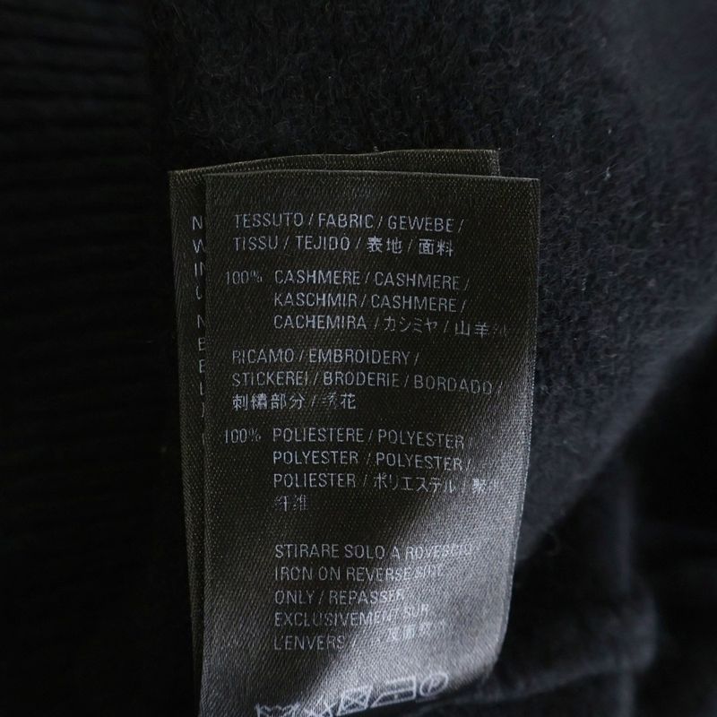 Balenciaga Logo Embroidery Cashmere Crew Neck Knit Sweater Black