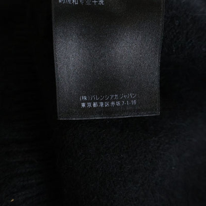 Balenciaga Logo Embroidery Cashmere Crew Neck Knit Sweater Black