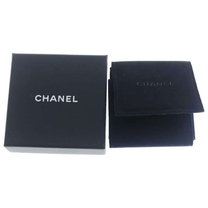 Chanel CC Logo Line Stone Pin Badge Pin Brooch Silver