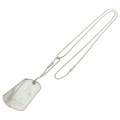 Gucci Double Dog Tag Chain Pendant Necklace Silver