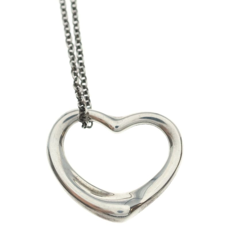 Tiffany & Co Open Heart Necklace Pendant Chain Silver