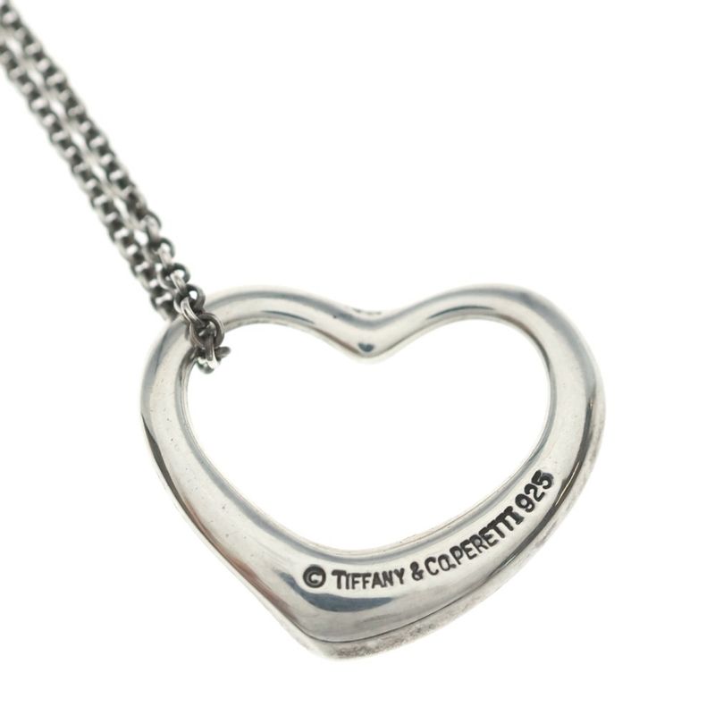 Tiffany & Co Open Heart Necklace Pendant Chain Silver