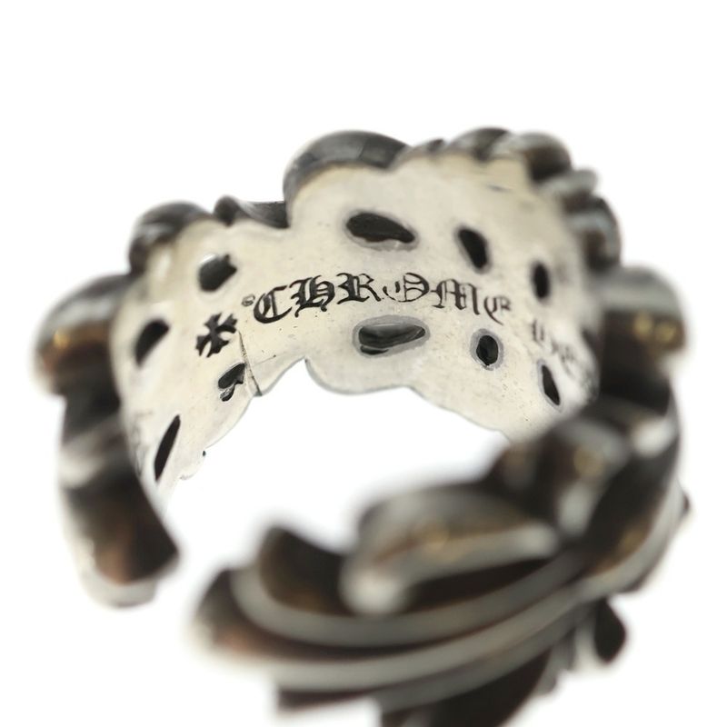 Chrome Hearts Dbl Flrl Crs Double Floral Cross Ring Silver